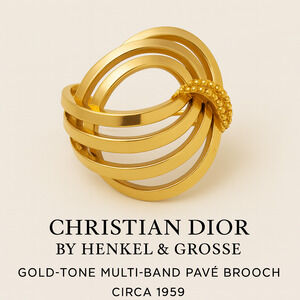 Vintage 1959 Christian Dior by Henkel & Grosse Gold Tone Brooch